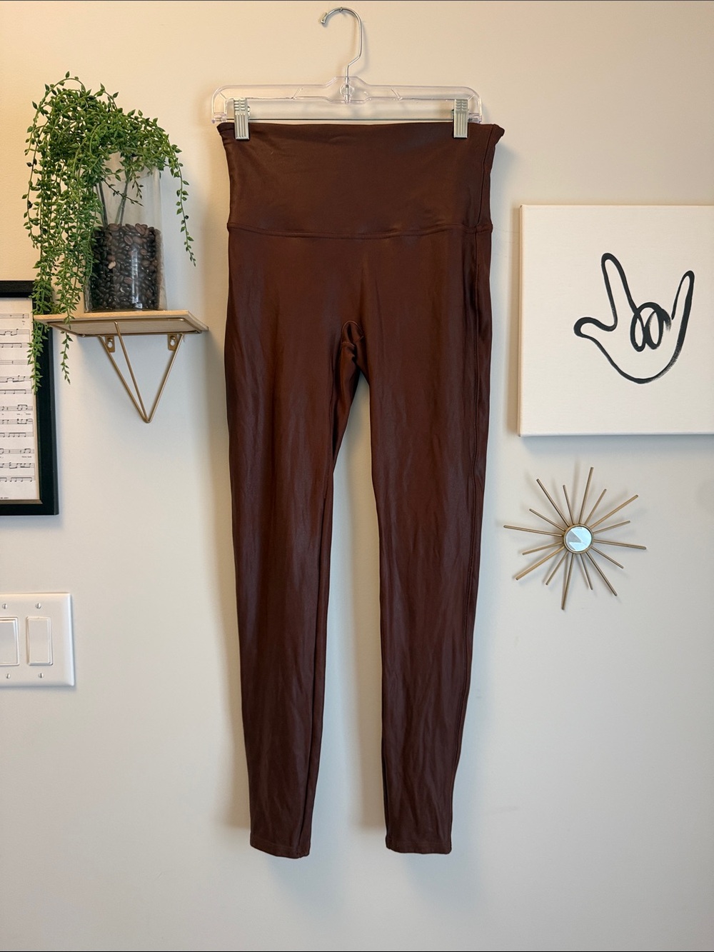 Spanx Chocolate High-Waist Faux Leather Leggings
